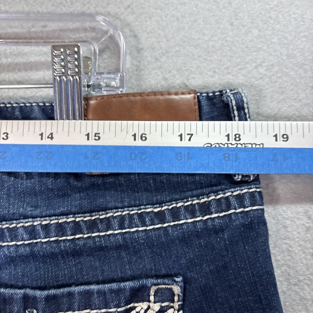 Maurices Bootcut Jeans Women Blue Denim Whiskered Faded Stretch Size 13/14 XS - Picture 8 of 13